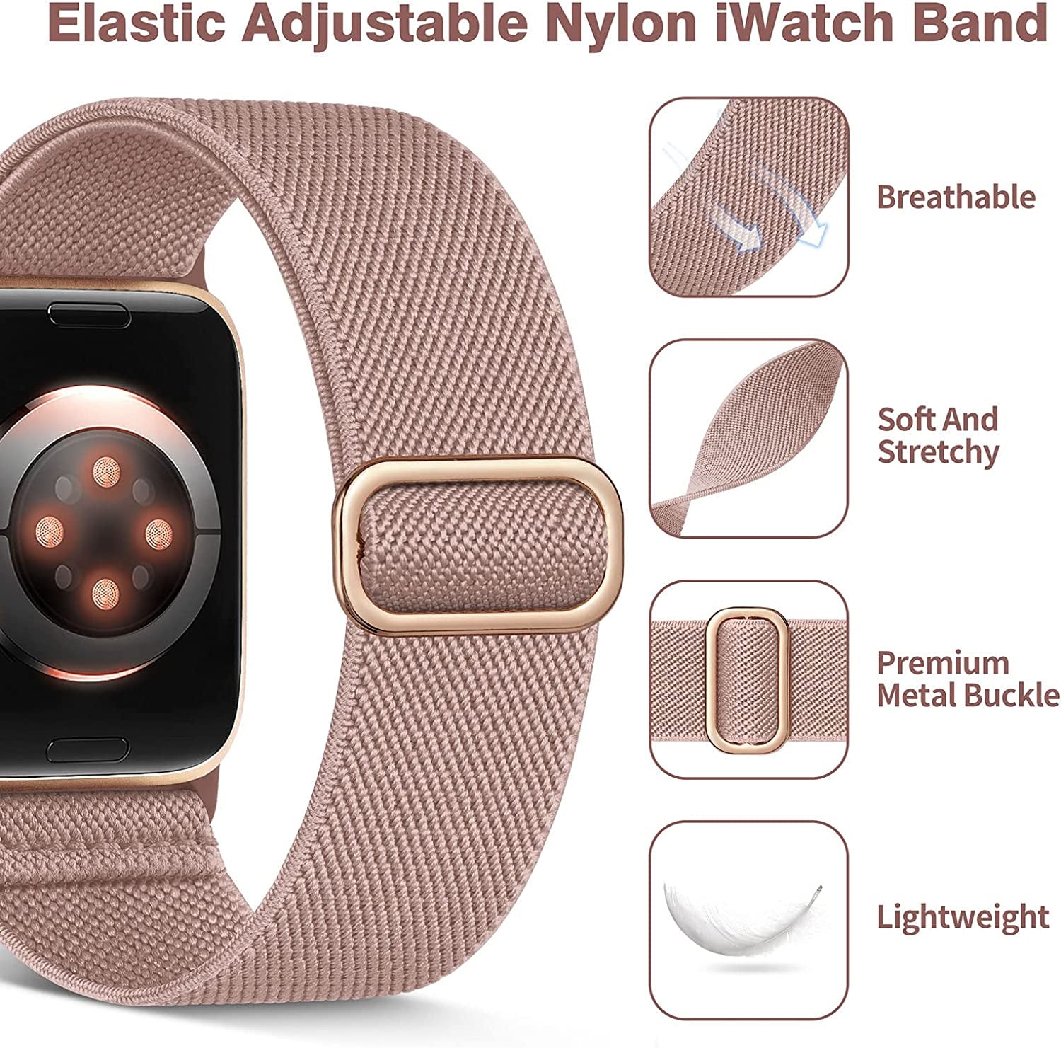 Stretchy Nylon Bands Compatible with Apple Watch Band 38Mm 40Mm 41Mm 42Mm 44Mm 45Mm 49Mm for Women Men, Elastic Solo Loop Adjustable Sport Braided Strap for Iwatch Series 8 7 SE 6 5 4 3 2 1,4 Packs  Sunnywoo   