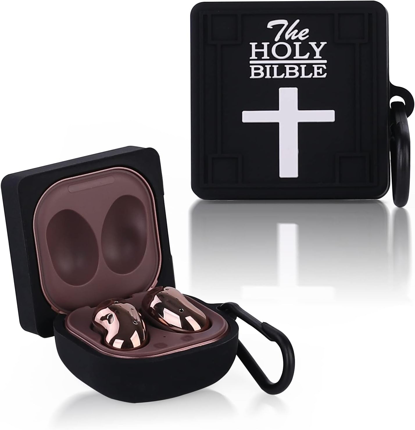 Suublg Silicone Cartoon Earbuds Case Protective Cover with Keychain Fit Designed for Samsung Galaxy Buds2 Pro (2022) /Galaxy Buds 2 (2021) /Galaxy Buds Pro (2021) /Galaxy Buds Live (2020)  Suublg SUPblack  