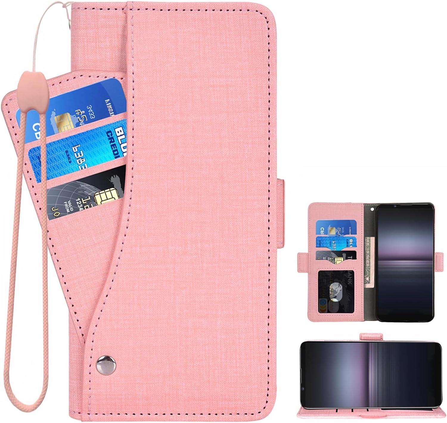 Asuwish Phone Case for Sony Xperia 1 II 2 / Experia 1II 5G Wallet Cover with Tempered Glass Screen Protector Flip Credit Card Holder Slot Stand Cell Experia1Ii XQ-AT52 XQ-AT51 XQ-AT42 Women Men Pink  Asuwish   