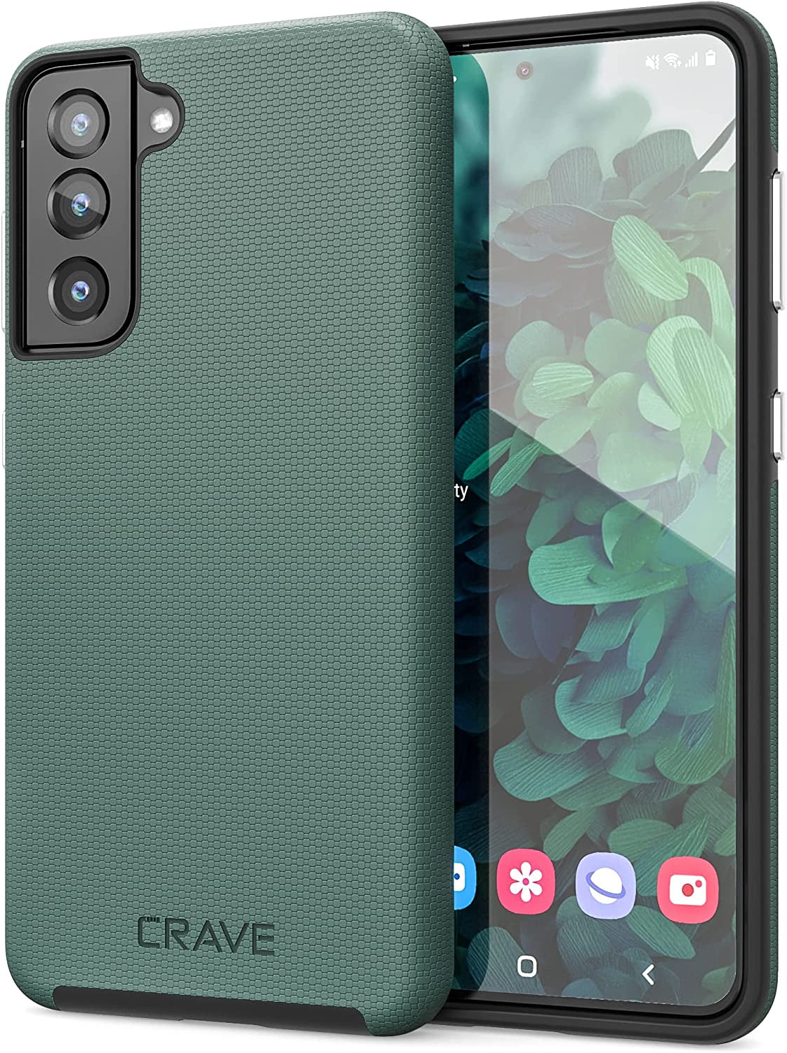 Crave Dual Guard for Galaxy S21 Case, Shockproof Protection Dual Layer Case for Samsung Galaxy S21, S21 5G (6.2 Inch) - Berry  Crave Forest Green  