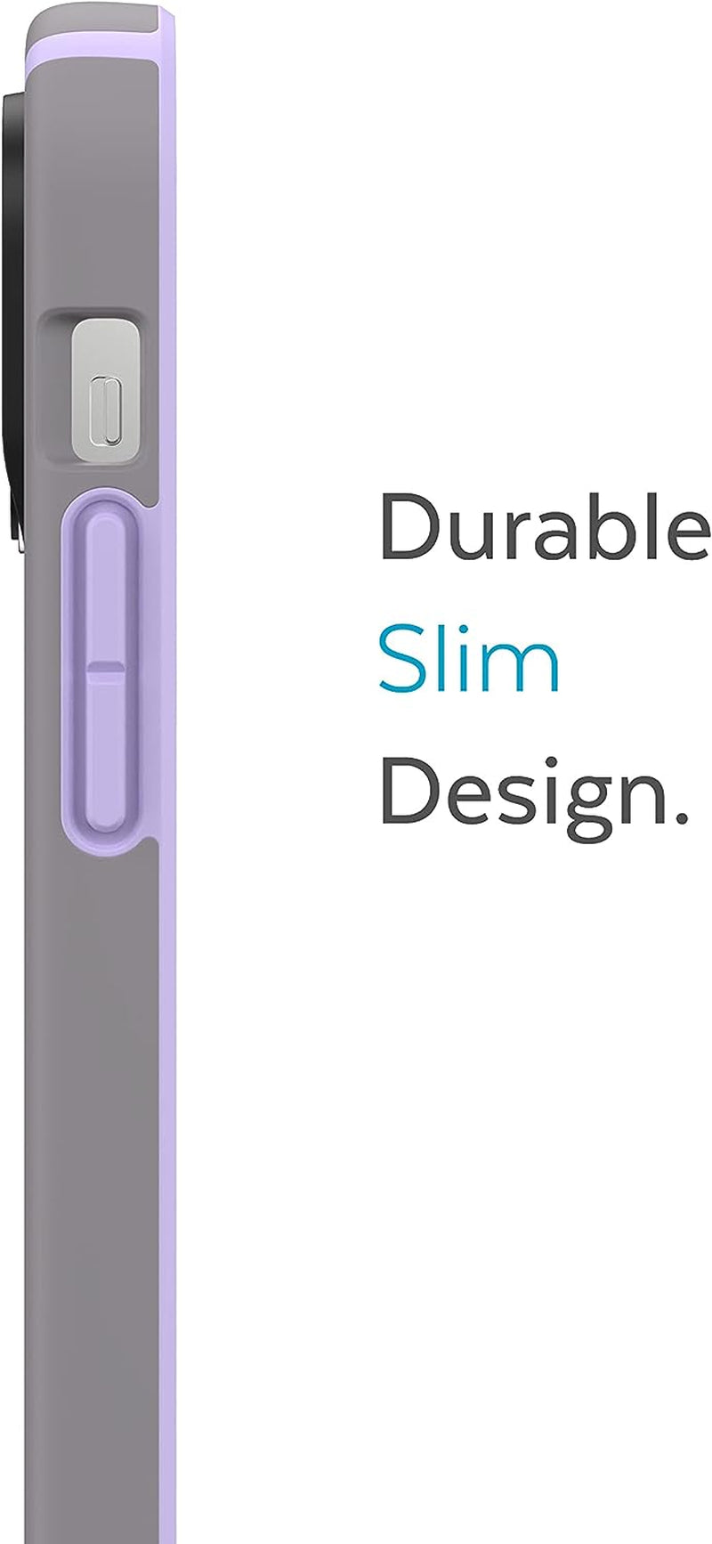 Speck for Iphone 14 Pro Max Case - Drop Protection, Scratch Resistant, Built for Magsafe with Soft Touch Coating - 6.7" Iphone 14, Dual Layer Case -Cloudy Grey/Spring Purple Candyshell Pro  Speck Products   