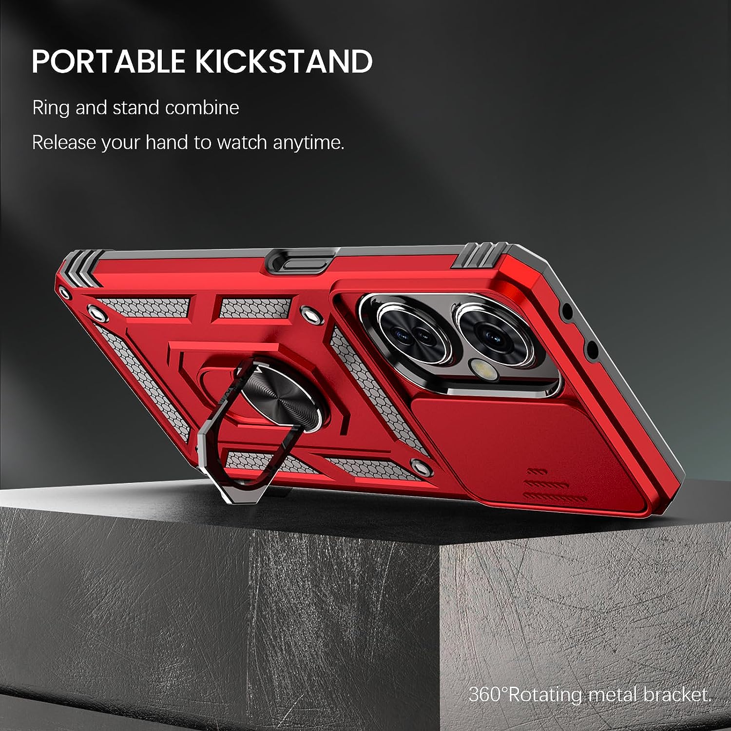 Liufcx for Oneplus Nord N30 5G Case + Screen Protector with Kickstand & Slide Lens Protector Cover, Heavy Duty Armor Shockproof Rugged Military Grade Protective Case for Oneplus Nord N30 5G (Red)  Liufcx   