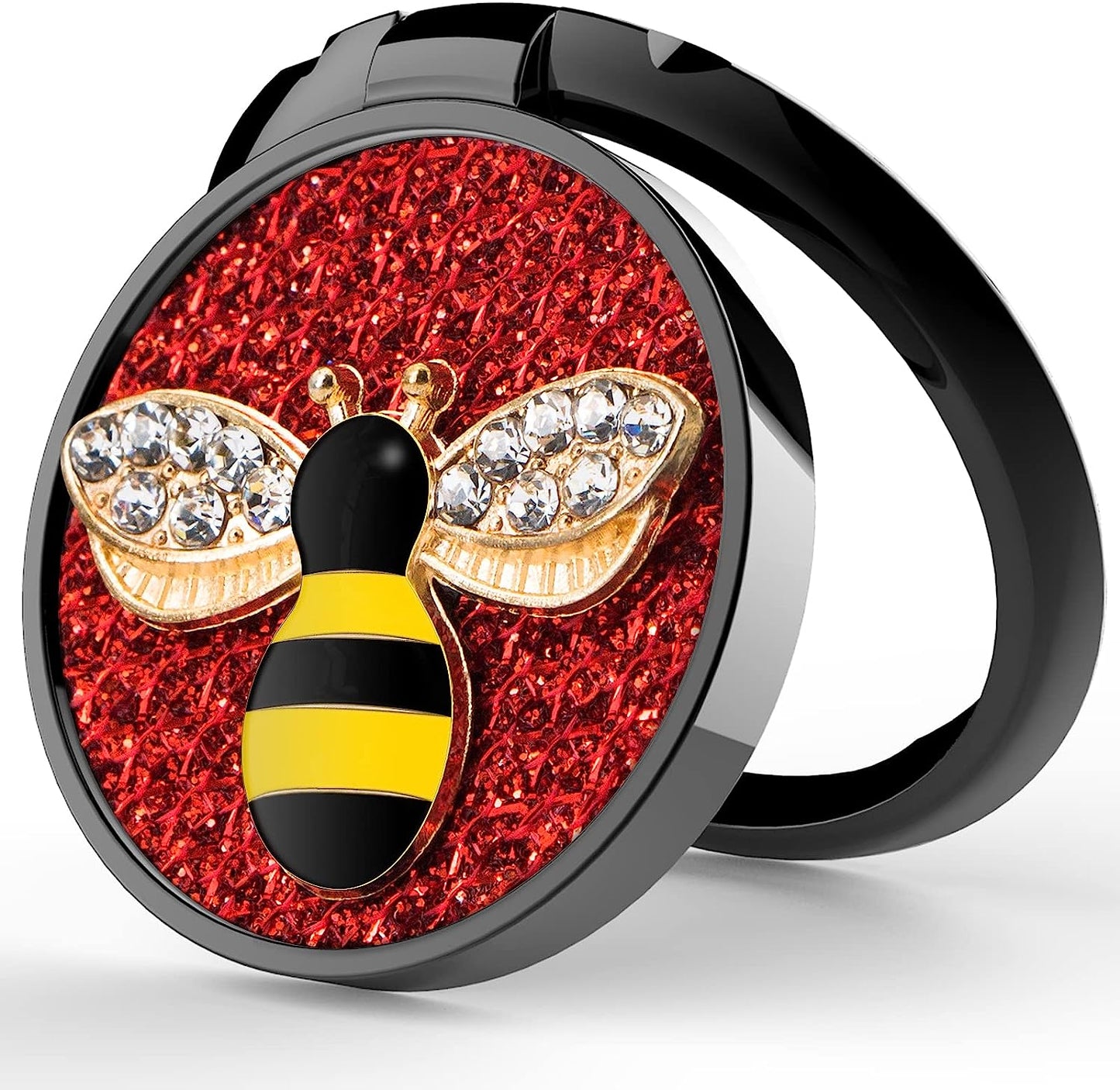 YINHEXI Phone Ring Holder Finger Kickstand, Cell Phone Ring Holder Finger Grip 360 Degree Rotation, with Crystal Stone Enamel Bee (Black)  YINHEXI Red  