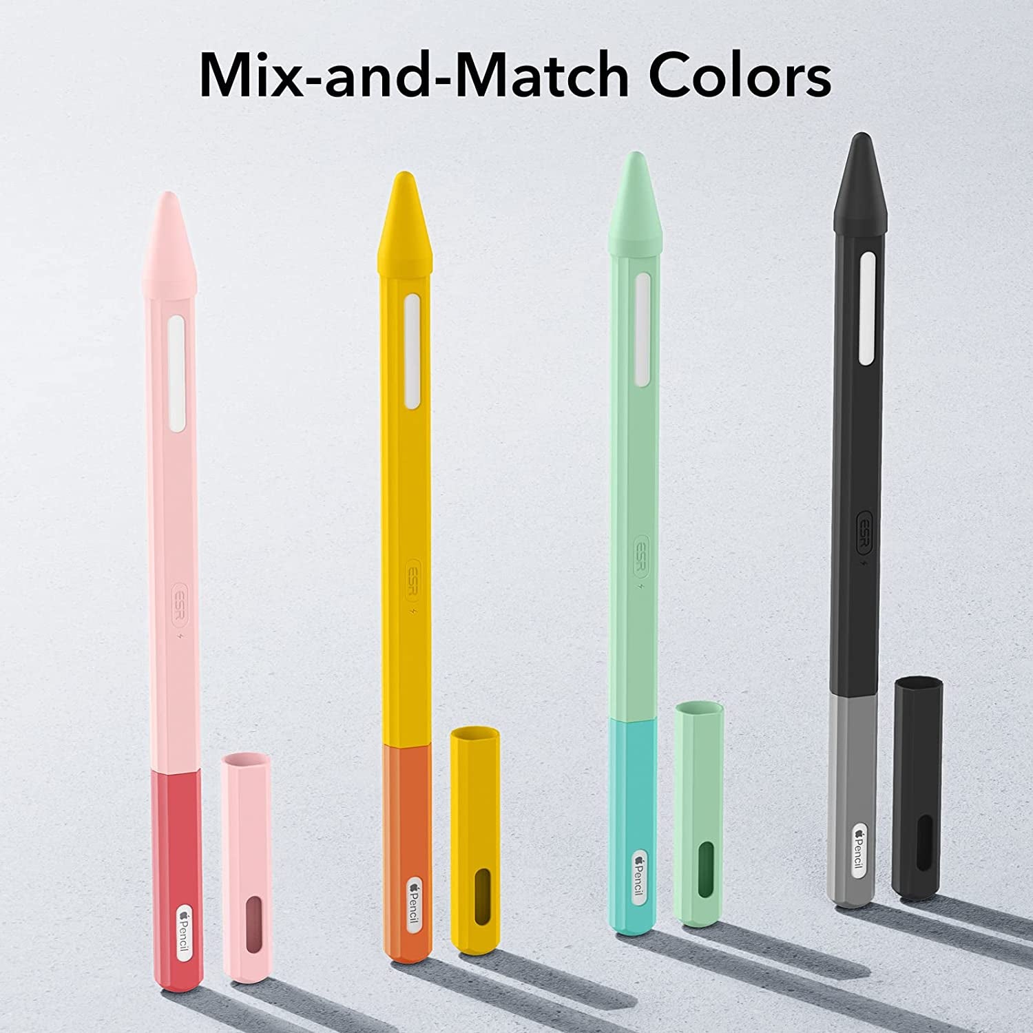 ESR Apple Pencil Case Compatible with Apple Pencil 2Nd Generation, Durable Silicone Sleeve, Compatible with Magnetic Charging, Ultra Lightweight Apple Pencil Cover, Black  Electronic Silk Road Corp   