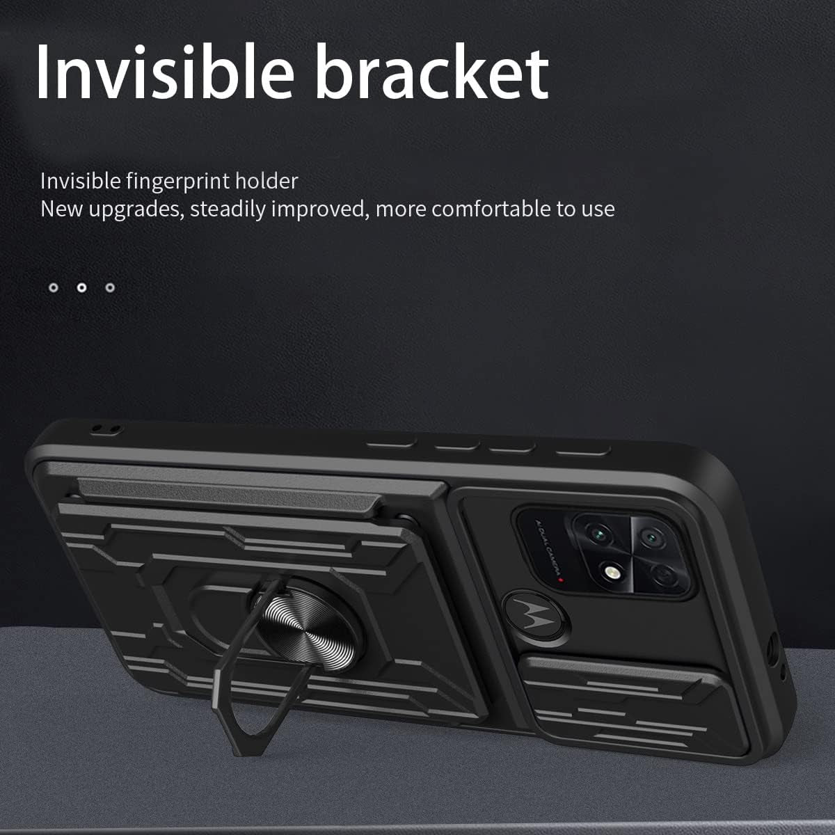 Ccsmall for Xiaomi Poco C40 Case Sliding Window Case with Card Holders, Cover with Slide Camera Protection Built-In Magnetic Kickstand Case for Xiaomi Poco C40 LJK Black  CCSmall   