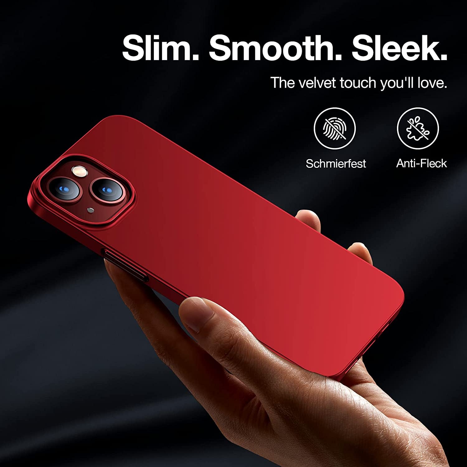TORRAS Slim Fit for Iphone 14 Case/Iphone 13 Case Ultra-Thin Sturdy Protective Cover with Non-Slip Grip & No Fingerprint Hard Plastic Phone Case for Iphone 14/13 (6.1"), Santa Red  TORRS   