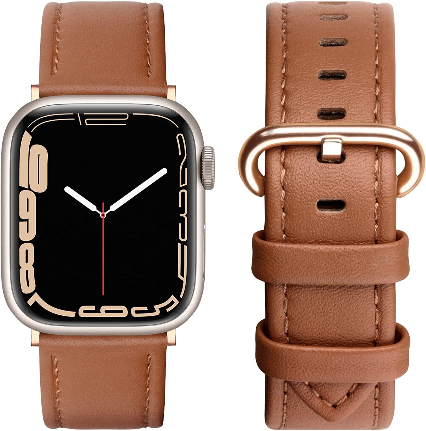 SWEES Leather Bands Compatible with Apple Watch Bands 41Mm 40Mm 38Mm Women Men, Genuine Leather Bands Replacement Strap for Apple Iwatch SE2 SE Series 8 7 6 5 4 3 2 1,Sports & Edition  SWEES   