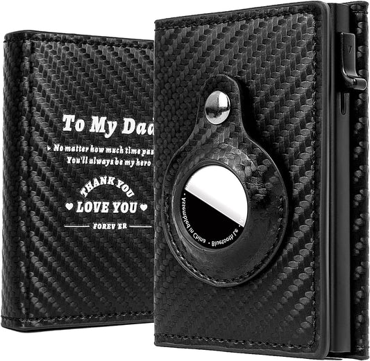 FUNGORGT Airtag Wallet Men and Pop up Credit Card Holder, Slim, Smart, Minimalist, Carbon Fiber Leather RFID Technology with Air Tag Slot Smart Airtag Wallet for Men  FUNGORGT   