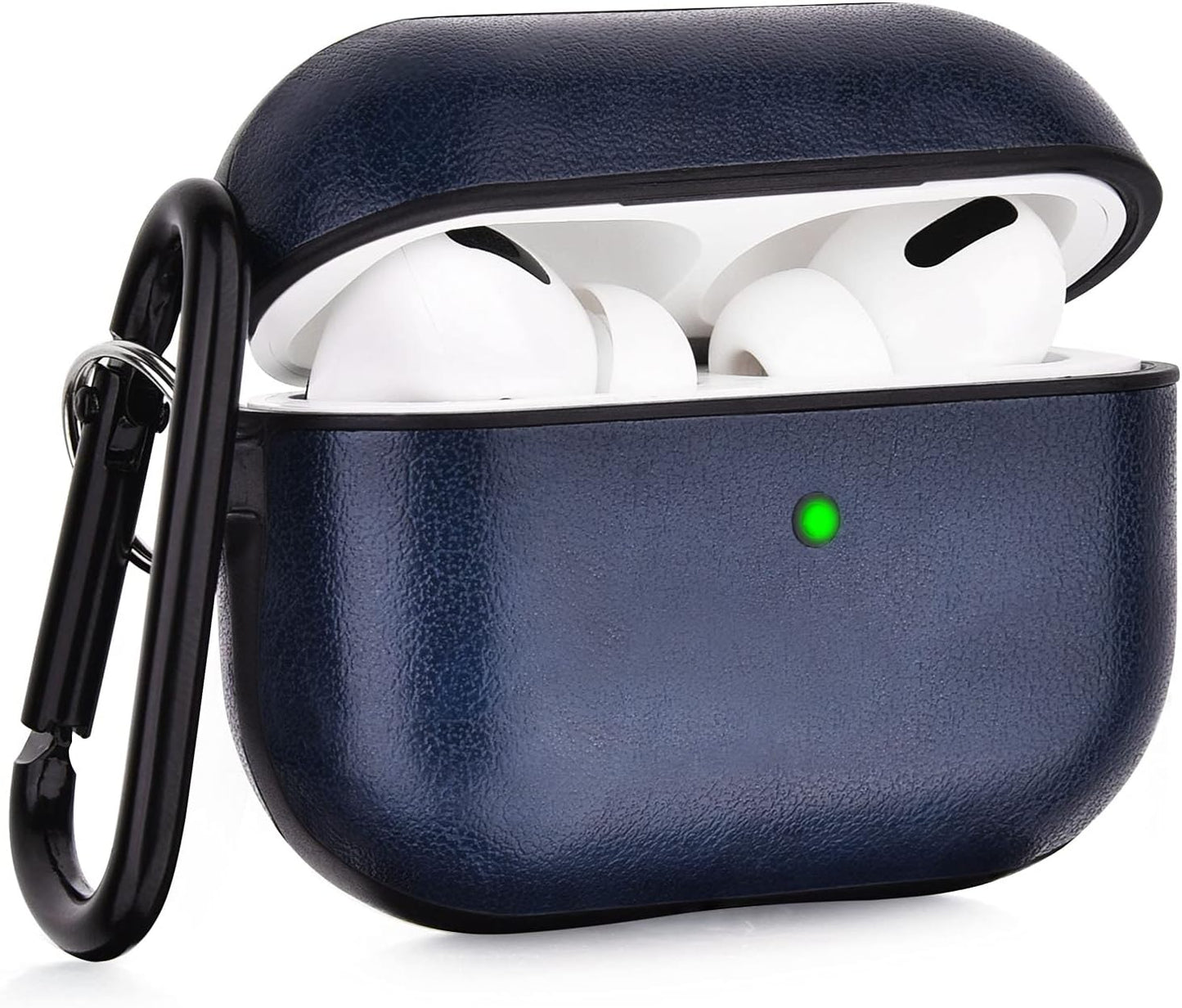 V-Moro Compatible with Airpods Pro Case Leather, Genuine Leather Airpod Pro Case for Airpods Pro [Front LED Visible] Protective Cover Skin Brown Men Women  V-MORO Blue Airpods pro(2019) 