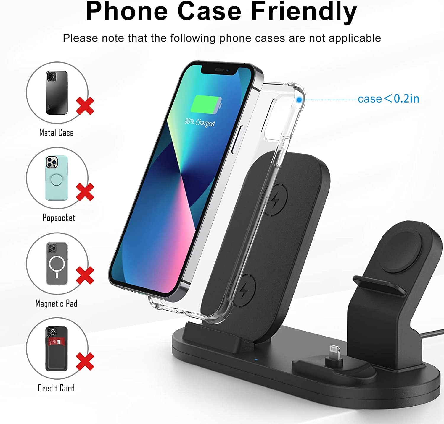 Wireless Charging Station for Apple Products, 3 in 1 Wireless Charger Stand for Iphone 8 above Series, Iwatch 8/Ultra/7/6/Se/5/4/3/2/1, Airpods Pro/3/2/1(With 18W Adapter)(Black)  Shenzhen Shi ChangfengXinwei Keji Youxian Gongsi   