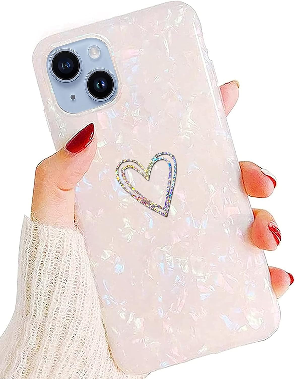 J.West Compatible with Iphone 14 plus Phone Case 6.7",Luxury Bling Soft Cover for Women Girl Cute Laser Glitter Love-Heart Plating Clear Back Cover Protection Bumper Silicone Shockproof Phone Case  J.west   