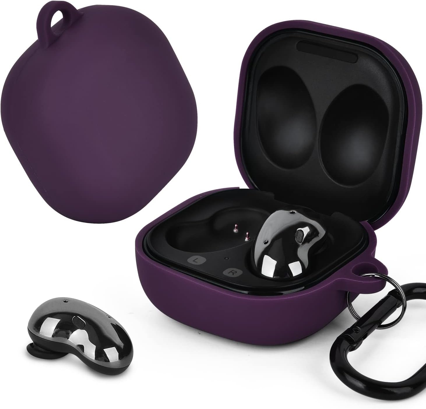 AIRSPO Silicone Case Compatible with Samsung Galaxy Buds 2 Pro/Galaxy Buds 2/ Galaxy Buds Pro/Galaxy Buds Live Case (Dark Purple)  AIRSPO   