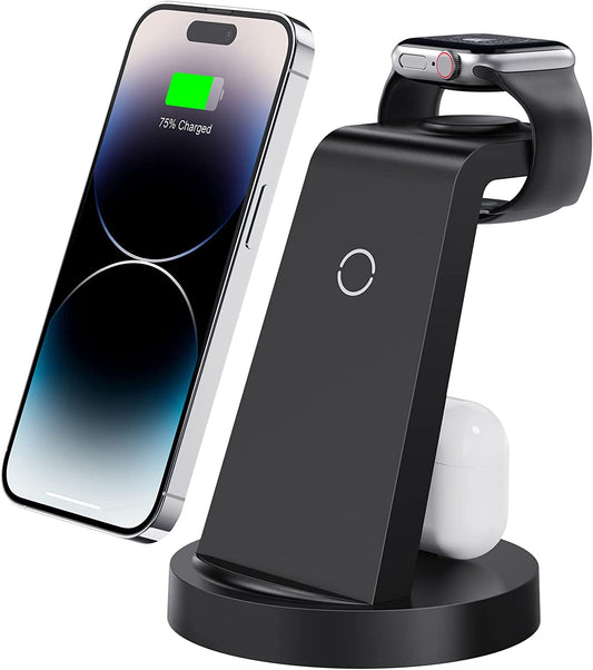 3 in 1 Charging Station for Iphone, Wireless Charger for Iphone 14 13 12 11 X Pro Max & Apple Watch - Charging Stand Dock for Airpods  Anlmz   