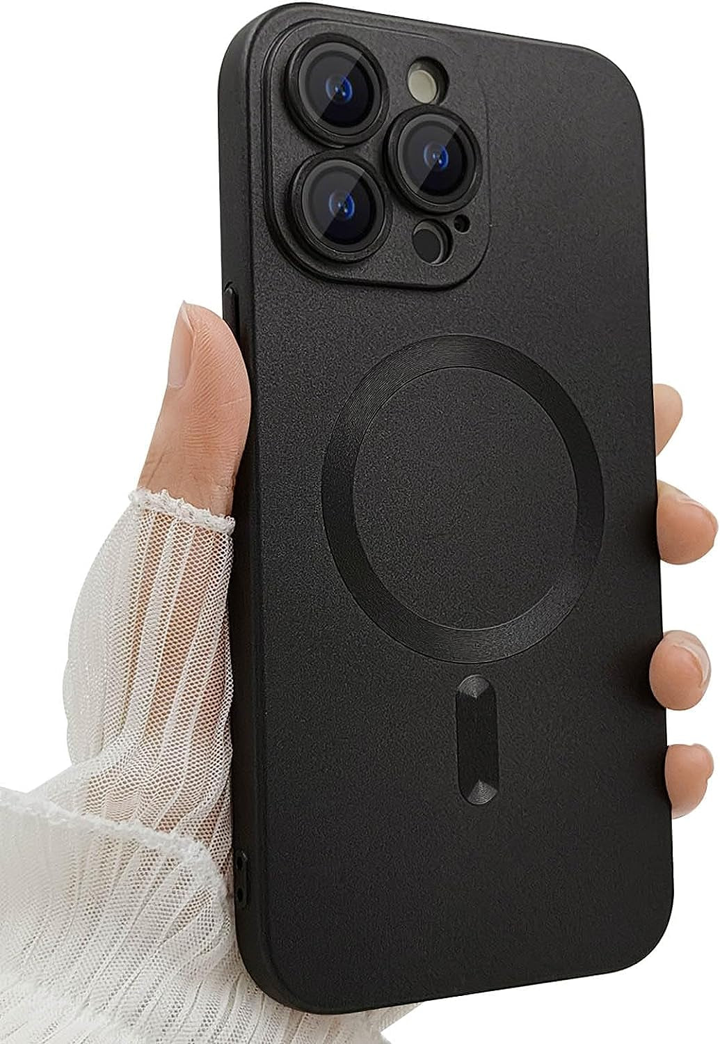 Womdakon Magnetic Case for Iphone 12 Pro Max Phone Case for Women, [Adaptation with Magsafe] Matte Luxury Soft Metallic Luster Design for Iphone 12 Pro Max 6.7'' with Camera Protector-Green  Womdakon Black  