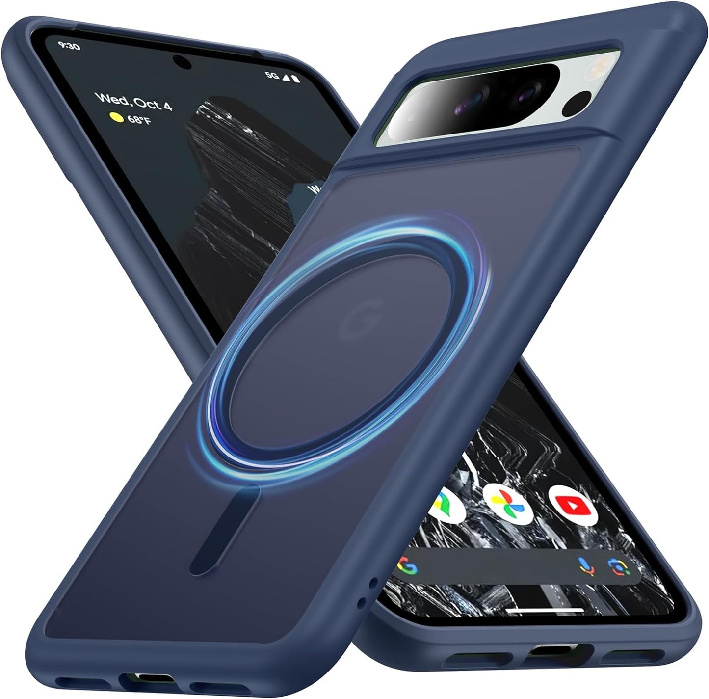 [NO.1 Magnetic] for Google Pixel 8 Case Compatible with Magsafe [Translucent Matte] [Anti-Fingerprint] [Military Shockproof] Slim Hard Case with Soft Silicone Bumper for Pixel 8 Cover 6.2”, Blue  FNDMIL Blue [Magnetic] Google Pixel 8 Pro [6.7 Inch] 