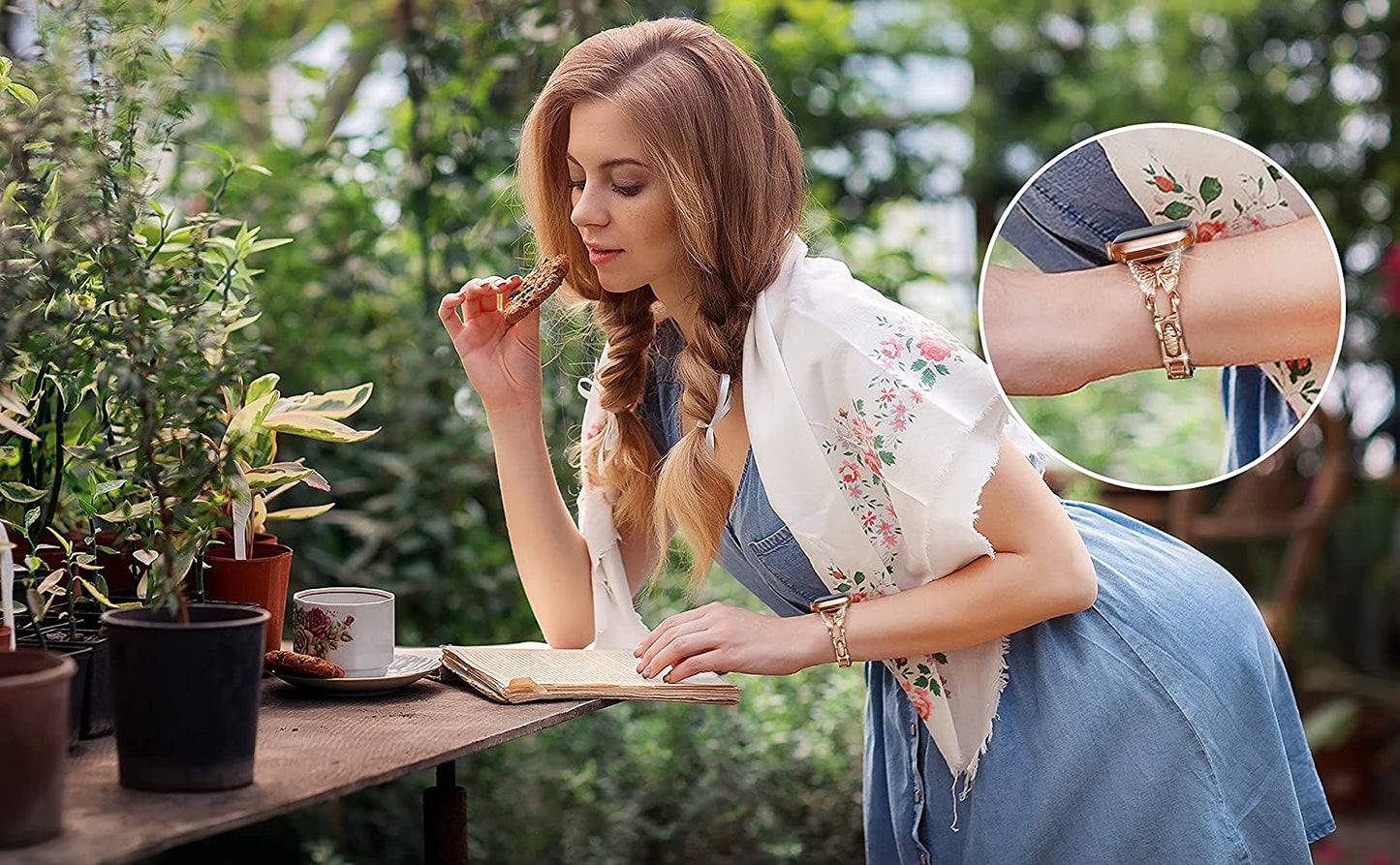 Wipalor Compatible with Apple Watch Band 42Mm 44Mm 45Mm 49Mm, Lightweight for Women, Easy Adjustable Bracelet, Shiny Diamond on Butterfly, Jewelry Metal Strap for Iwatch Series 8 7 6 5 4 3 2 1 SE Ultra(Rose Gold)  NB-tech Company   