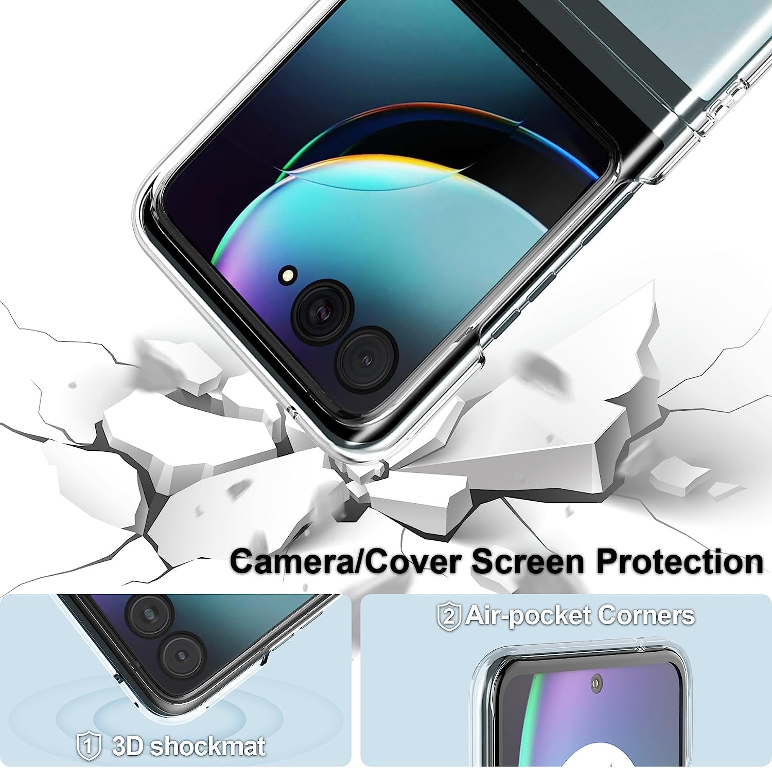 Foluu Case for Motorola Razr+ 2023, Moto Razr+ 2023 Phone Case Clear, Hard PC Back Bumper Protective Shockproof Scratch Resistant Case for Motorola Razr plus 2023 (Crystal Clear)  Foluu   