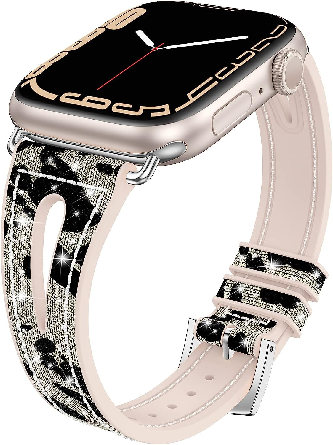 Goton Bling Band for Apple Watch Bands 49Mm 45Mm 44Mm 42Mm 41Mm 40Mm 38Mm Ultra Series 8 7 6 5 4 3 2 1 SE, Women Glitter Silicone Strap Accessories Designed for Iwatch All Series  Yin-Goton Leopard 42/44/45/49mm 