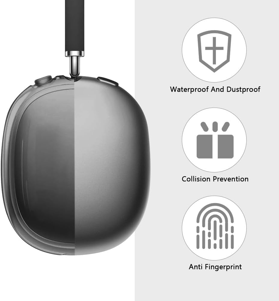 Ainiv Protective Case Compatible with Airpods Max, 2 Pack Soft TPU Anti-Scratch Skin Cover for Airpods Max, Shockproof Accessories for Airpods Max Headphones (Clear Black)  YotoUS   