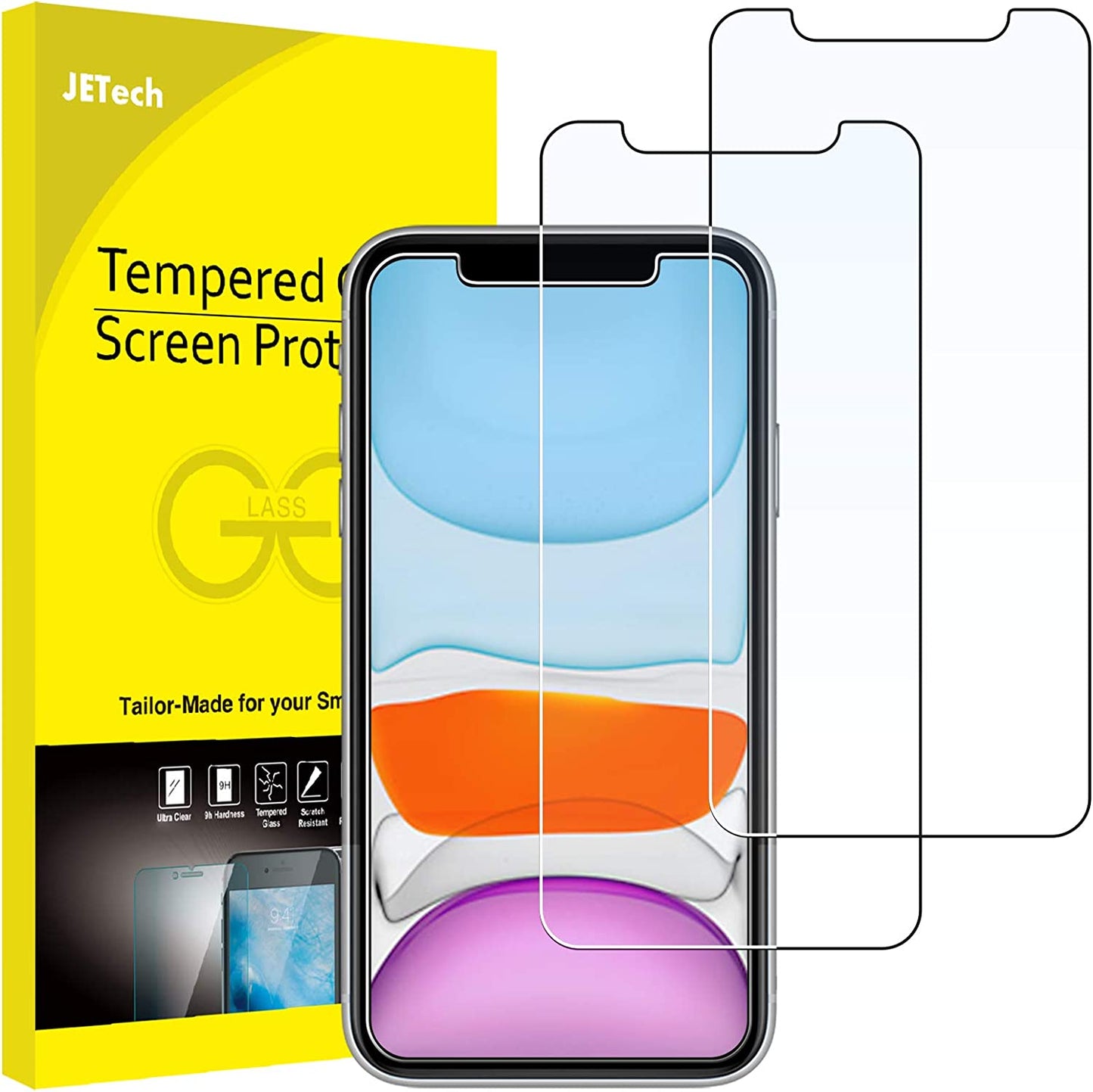 Jetech Screen Protector for Iphone 11 and Iphone XR, 6.1-Inch, Tempered Glass Film, 2-Pack  JETech   