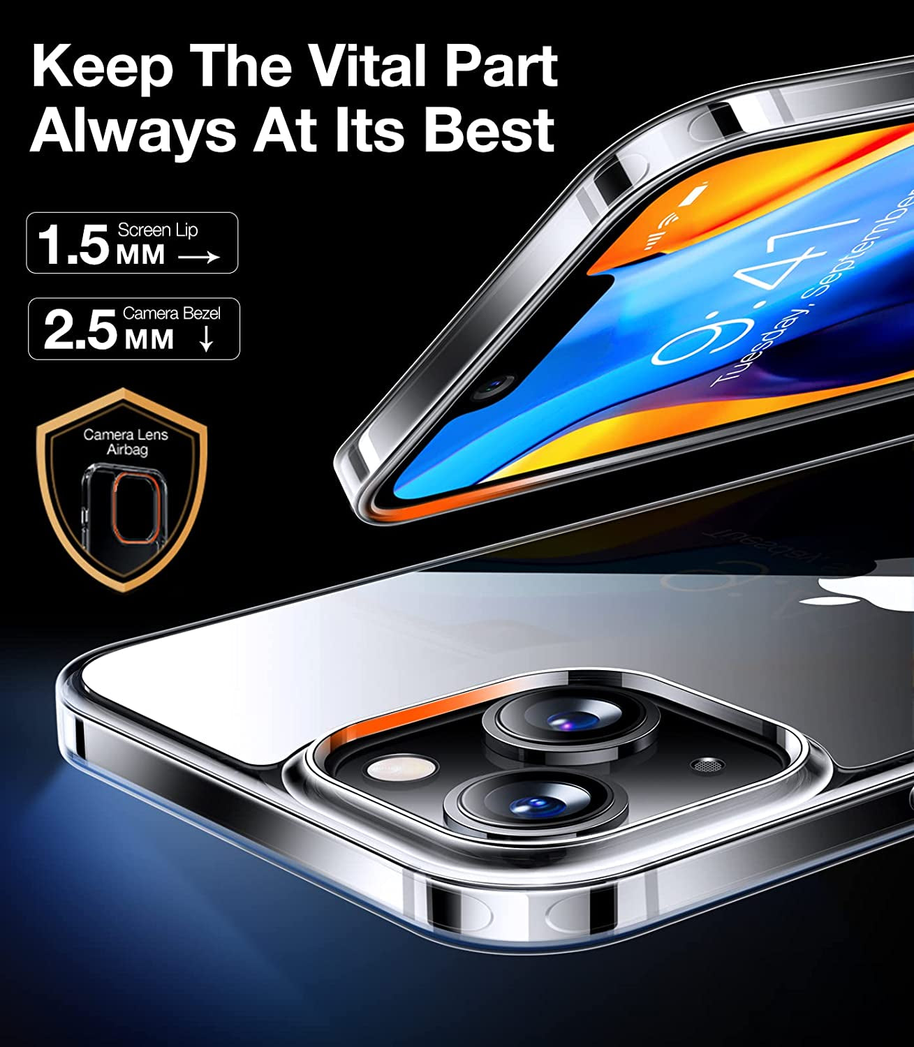 TORRAS Diamond Clear Designed for Iphone 14 Case [Never Yellowing] [Military Grade Anti-Drop] Hard PC Back Flexible Bumper Shockproof Protective Slim Phone Cover 6.1 Inch, Clear  TORRAS   