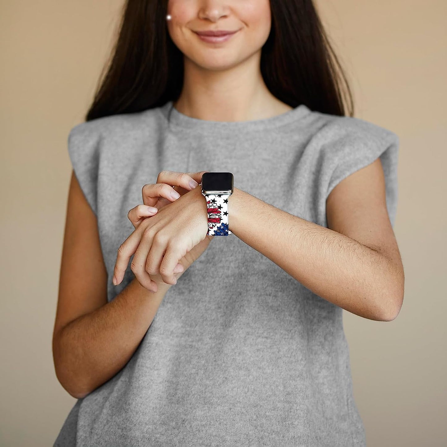 Watch Bands Compatible Apple Watch for Women Men, Adjustable Smart Watch Band Soft Silicone Wristbands Replacment Strap for Watch Series 7 6 5 4 3 2 1  KASDBY   