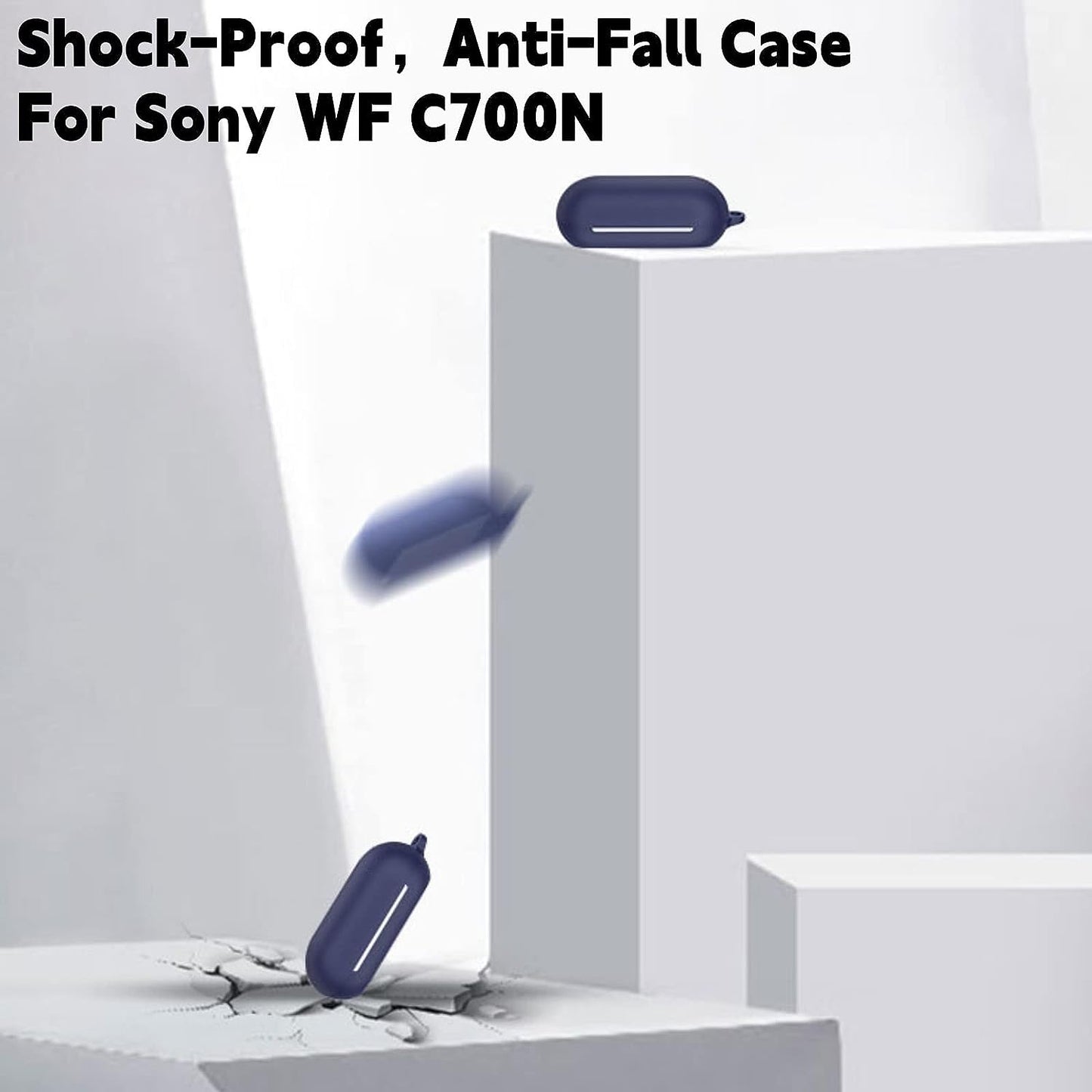 3PCS Case Cover for Sony WF-C700N Wireless In-Ear Headphones Silicone Case, Shockproof, Anti-Fall, Waterproof, Protective Cover for Sony WF 700N Earbuds Case Cover with Keychain (Black+Blue+Red)  XLDK   