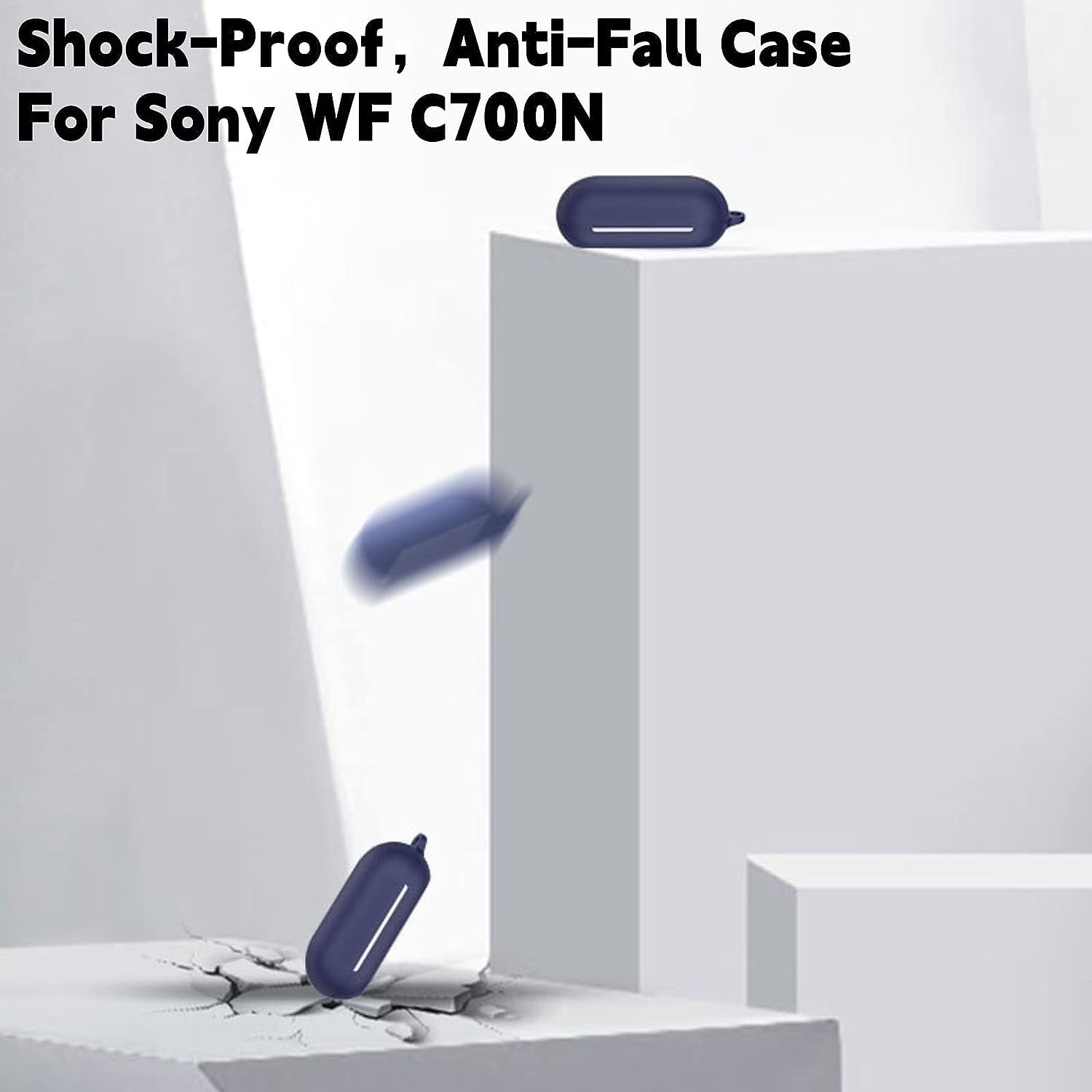 3PCS Case Cover for Sony WF-C700N Wireless In-Ear Headphones Silicone Case, Shockproof, Anti-Fall, Waterproof, Protective Cover for Sony WF 700N Earbuds Case Cover with Keychain (Black+Blue+Red)  XLDK   