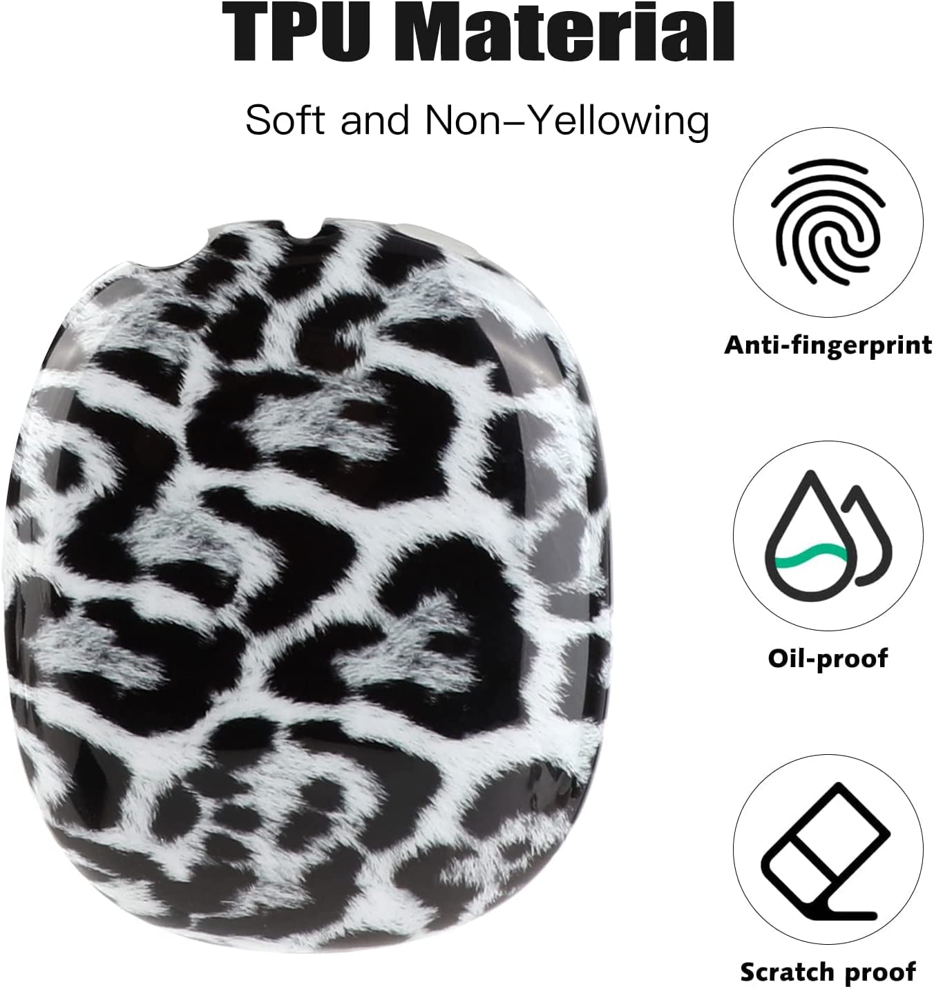 OOTSR Airpods Max Case Cover,Leopard Print Ear Cups Cover for Airpods Max,Skin Protector Cover for Apple Airpods Max(White)  OOTSR   