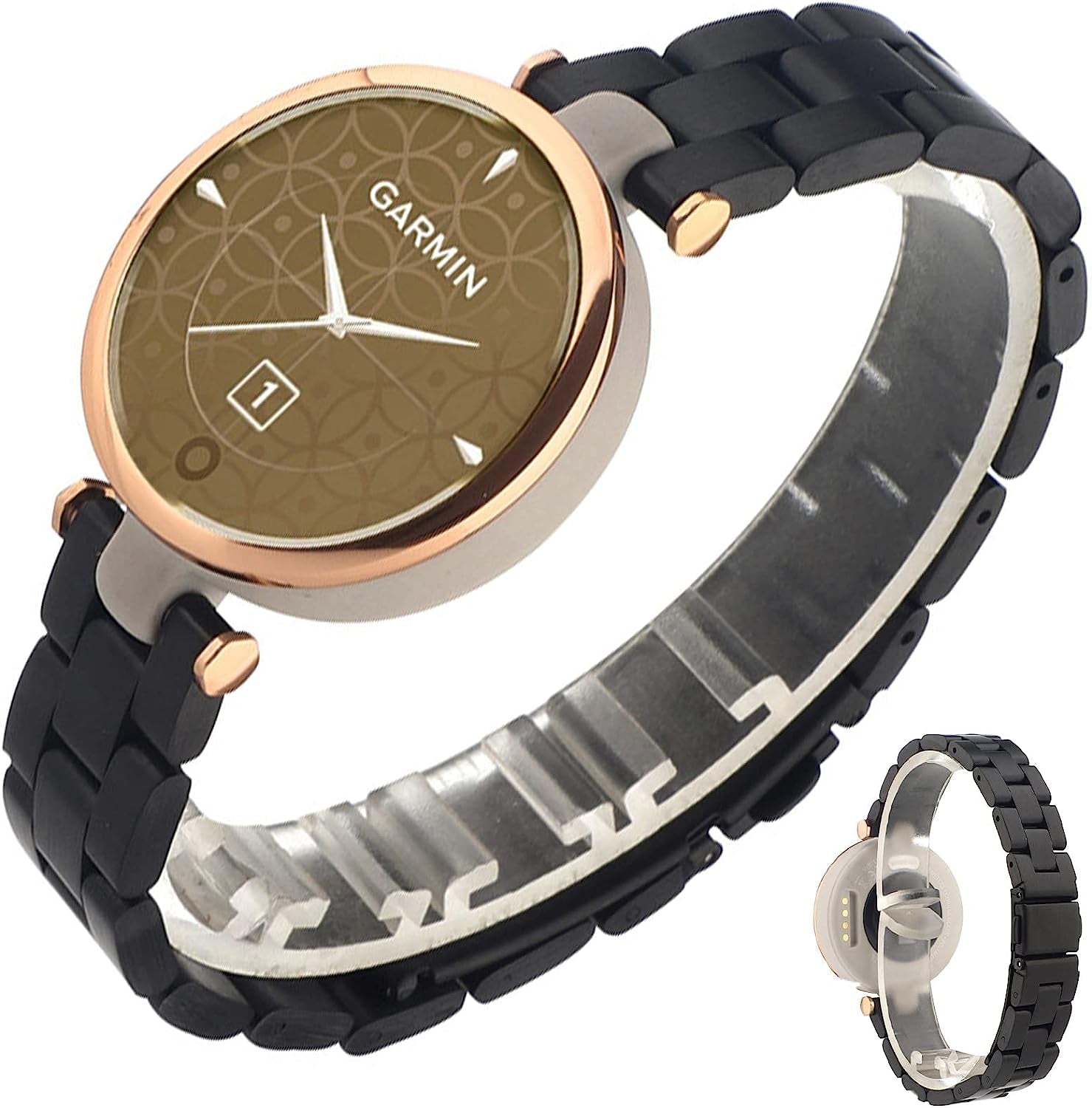 Miimall Metal Watch Band Compatible with Garmin Lily Watch, Stainless Steel Band Adjustable Wristband Replacement Men Women Metal Band Accessories Bracelet Fit for Garmin Lily Smartwatch  Miimall Black  