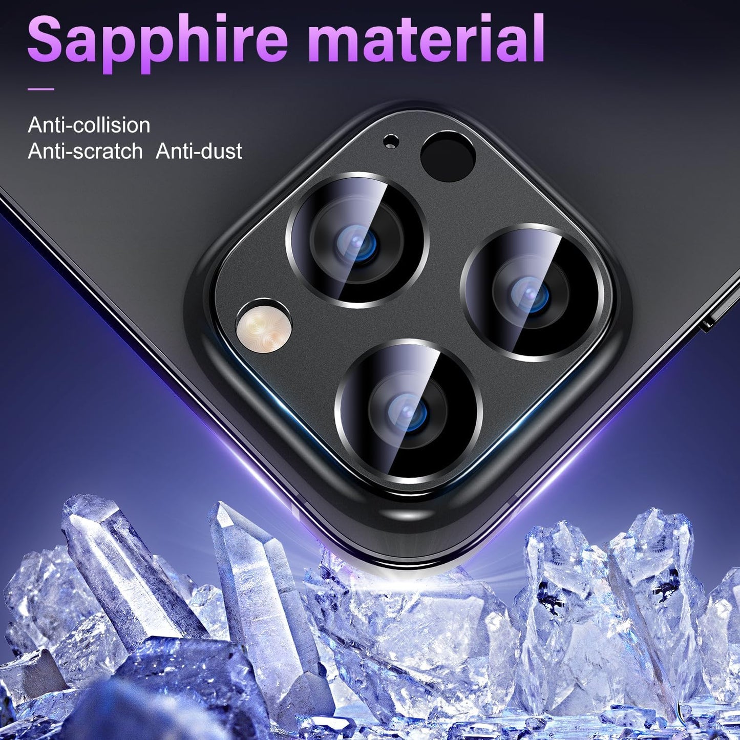 Uyiton for Iphone 13 Pro/Iphone 13 Pro Max Camera Lens Protector, [Strong Adsorption] [Drop Protection] Metal Ring Tempered Glass Rear Camera Screen Cover - Graphite  Uyiton   