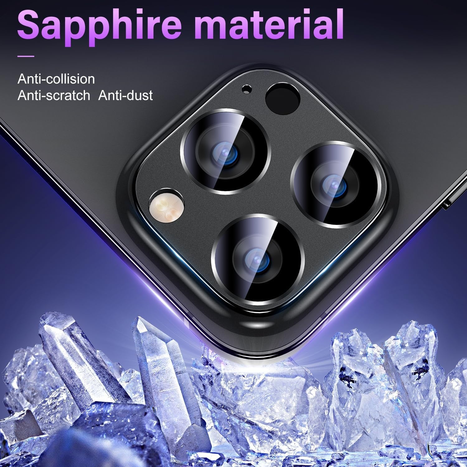 Uyiton for Iphone 13 Pro/Iphone 13 Pro Max Camera Lens Protector, [Strong Adsorption] [Drop Protection] Metal Ring Tempered Glass Rear Camera Screen Cover - Graphite  Uyiton   