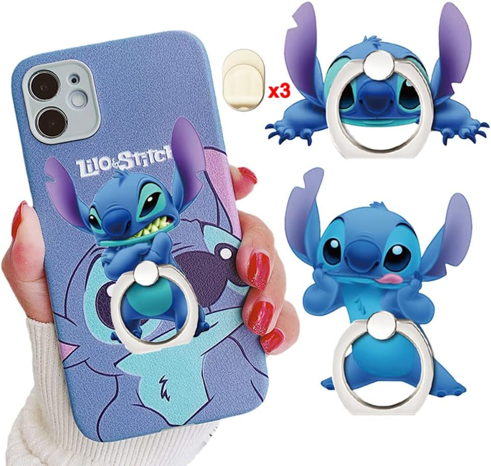 ZOSTLAND 3Pack Moon Guardian Fighter Phone Ring,Universal 360°Adjustable Phone Case Finger Grip Stand Holder Desk Stent Mount Car Hook Compatible with Iphone 13 12 11 MAX X plus Ipad (3Pcs Moon Girl)  ZOEAST 3pcs Stitch  