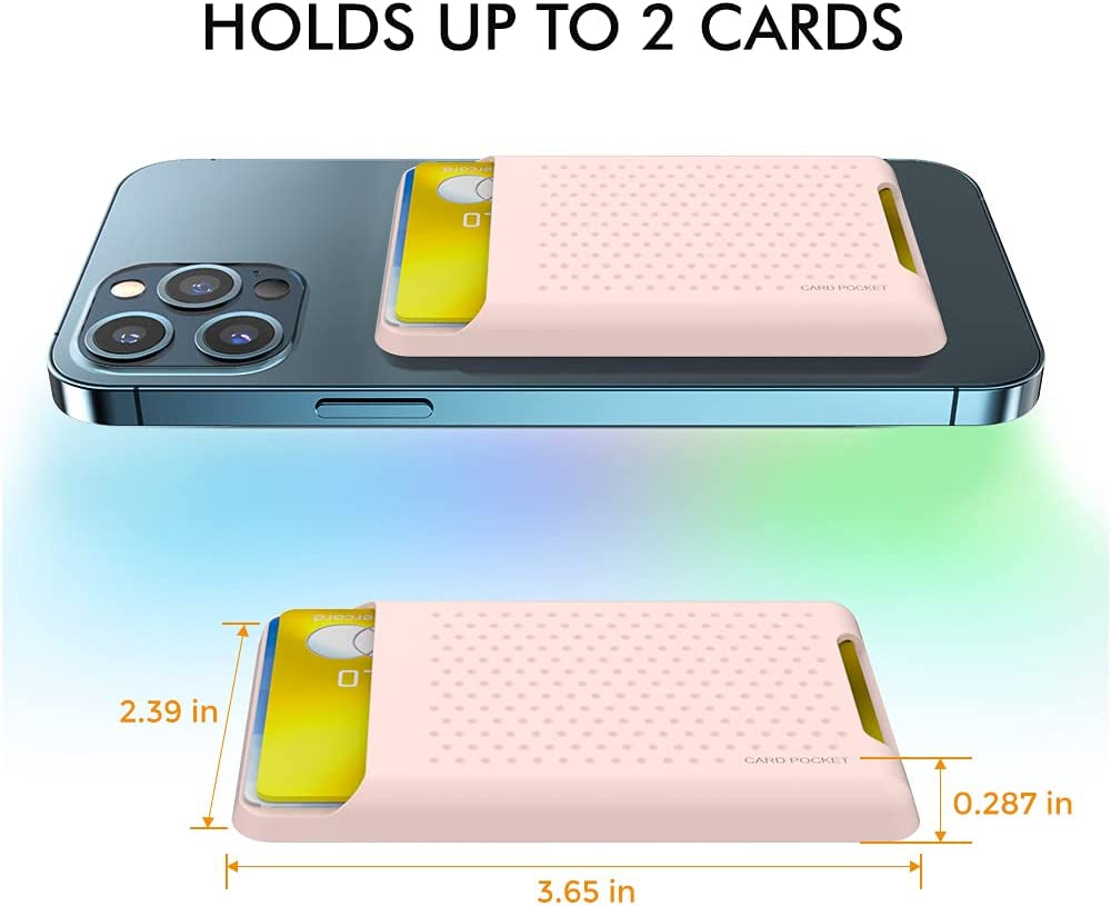 AHASTYLE Magsafe Wallet for Iphone 14/13/12/Plus/Pro Max/Mini RFID Magnetic Card Holder Silicone Sleeve Compatible with Iphone 12/13/14/Pro/Pro Max/Mini (Pink)  AHASTYLE   
