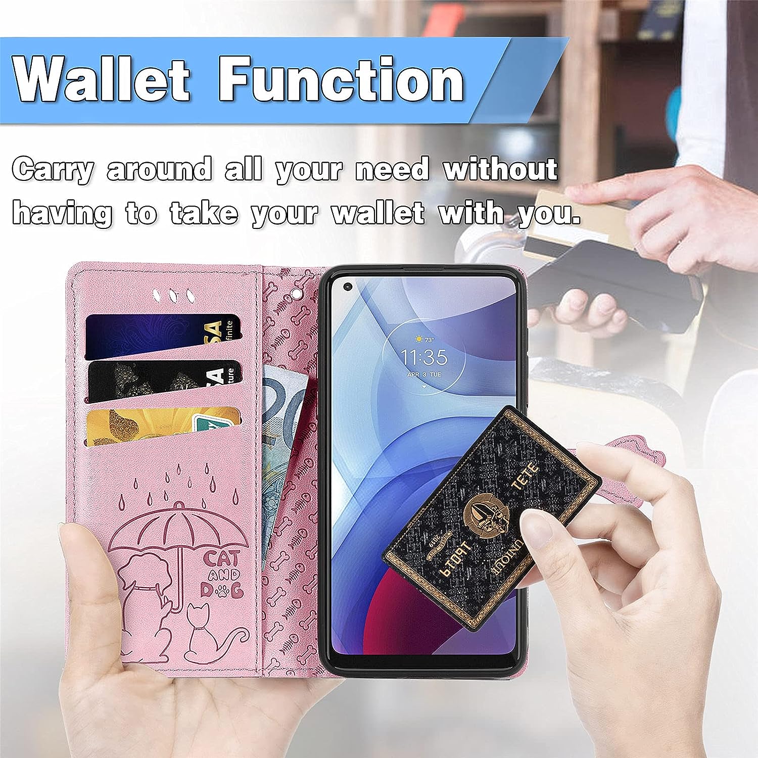 Ccsmall Oneplus Nord N200 Cartoon Girl Wallet Case,Kawaii Cat Dog Style Flip Phone Cover with ID Card Holder & Kickstand PU Leather Magnetic Clasp Case for Oneplus Nord N200 MG Pink  CCSmall   