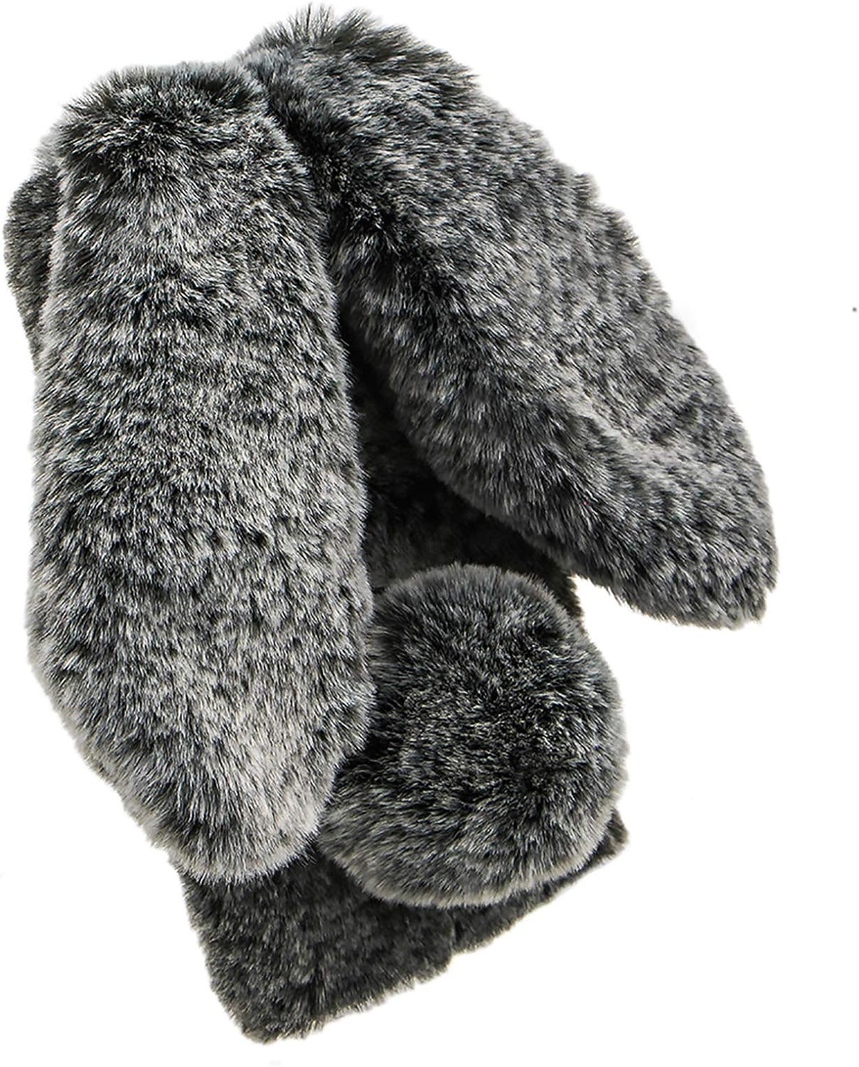 LCHDA Rabbit Case for Oneplus Nord N200 5G, Cute 3D Bunny Ears Soft Furry Hairball Fuzzy Warm Winter Faux Fur Plush Fluffy Flexible TPU Bumper Women Girls Protective Skin Cover - Black  LCHDA   