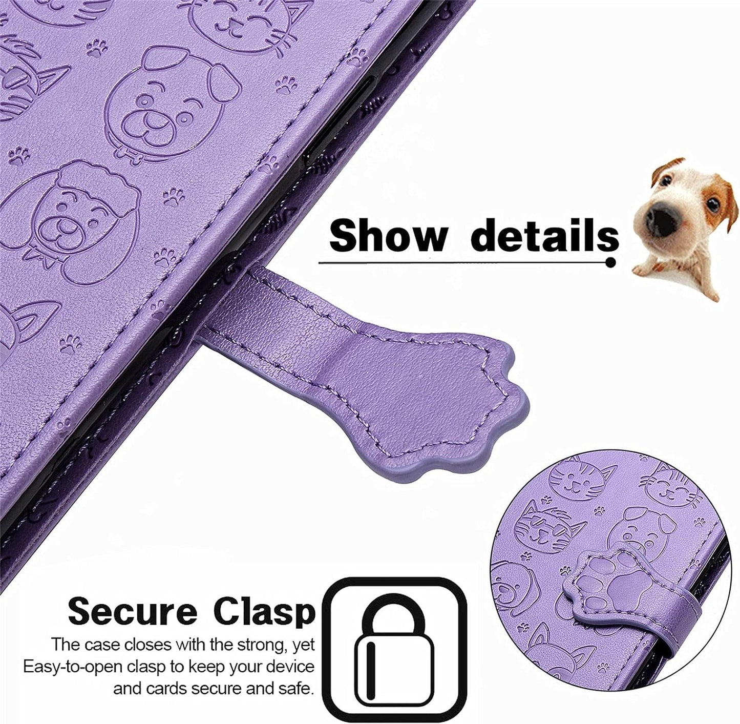 Ccsmall Oneplus Nord N200 Cartoon Girl Wallet Case,Kawaii Cat Dog Style Flip Phone Cover with ID Card Holder & Kickstand PU Leather Magnetic Clasp Case for Oneplus Nord N200 MG Purple  CCSmall   
