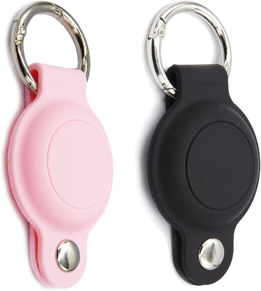 Amersis Airtag Dog Collar Holder 2 Packs Compatible for Air Tag, Fit for Dog Cat Collar Pet Loop Air Tag Holder Accessories, anti Scratch Silicone Case Lightweight Soft anti Lost Black & Pink  Amersis   