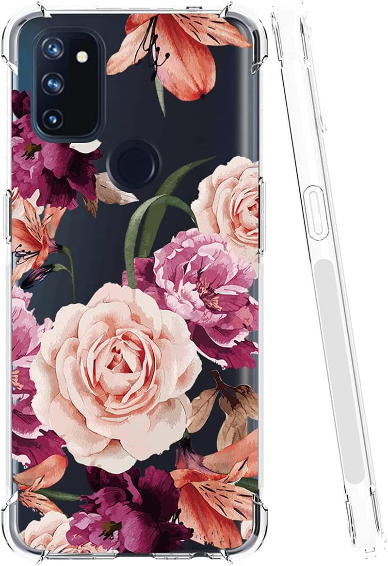 Sidande Case for Oneplus Nord N100 Case, Oneplus N100 Case for Girls Women, Clear Floral Soft Flexible TPU Slim Phone Protective Case Cover for Oneplus Nord N100 (Purple Flower)  Sidande   