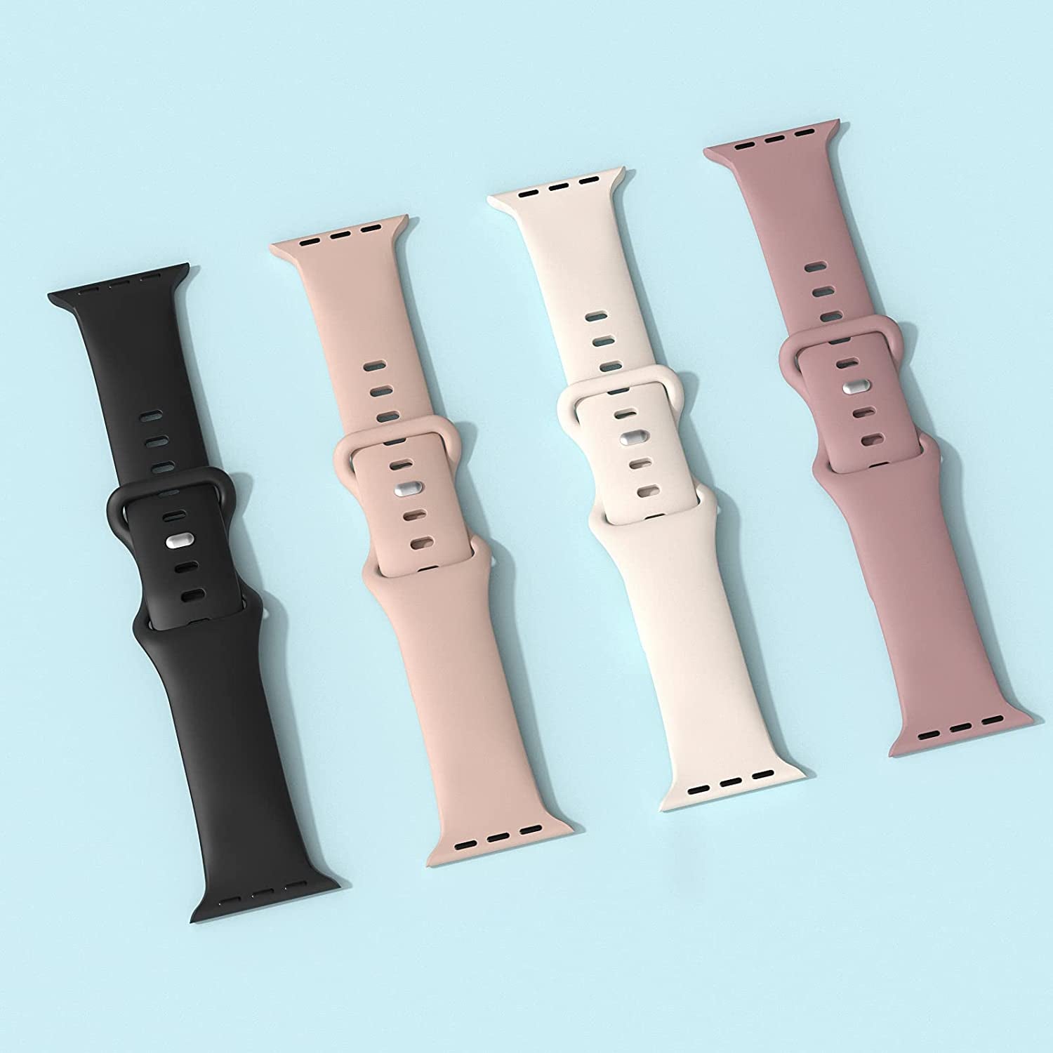 Arctime 4 Pack Silicone Bands Compatible with Apple Watch Band 38Mm 40Mm 41Mm 42Mm 44Mm 45Mm 49Mm, Soft Sport Breathable Strap Replacement Wristbands for Iwatch Ultra Series 8 SE 7 6 5 4 3 2 1  Arctime   