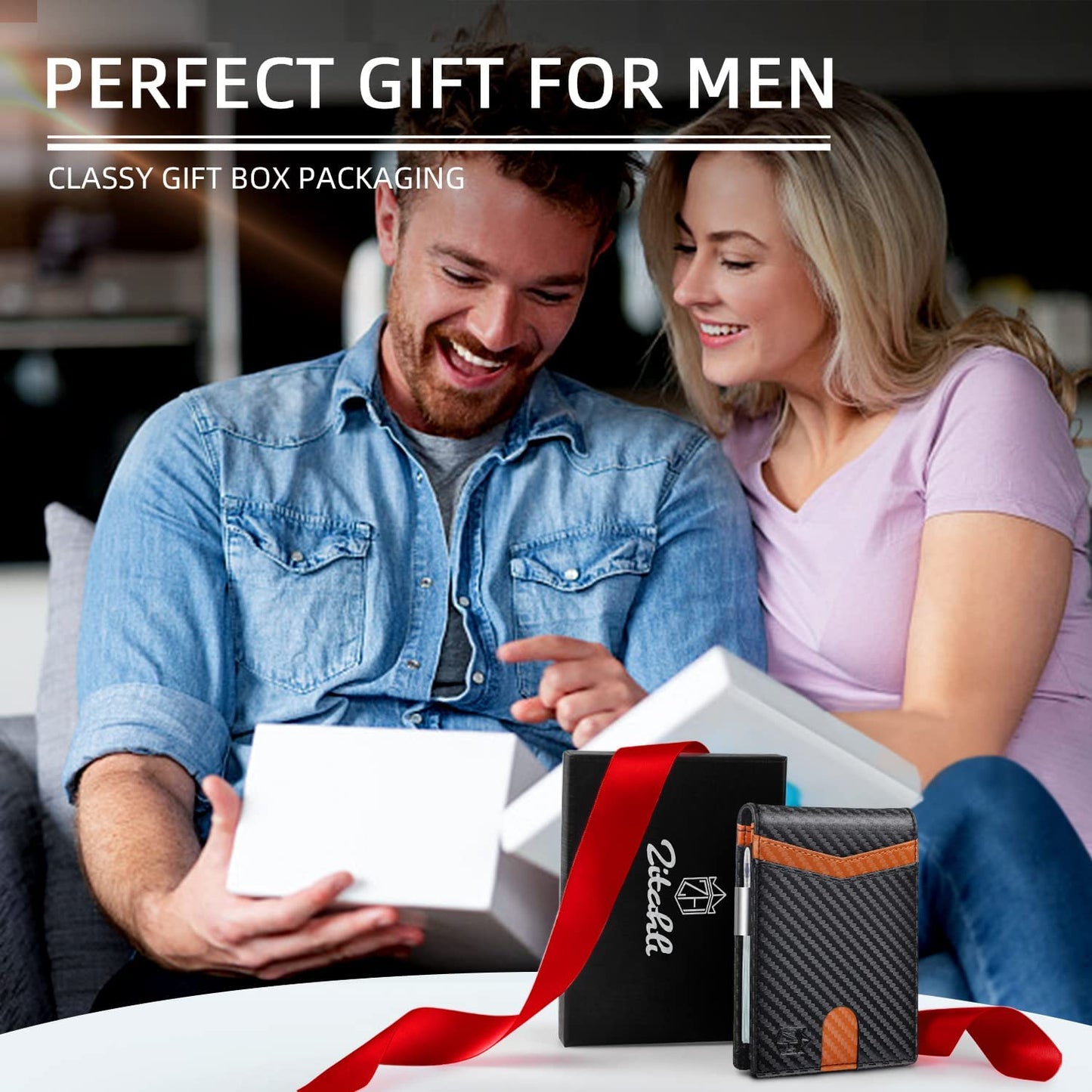 Zitahli Slim Wallet for Men-Leather Money Clip Mens Wallets-Rfid Blocking Front Pocket Bifold Wallet-Minimalist Credit Card Holder with Gift Box  Zitahli   