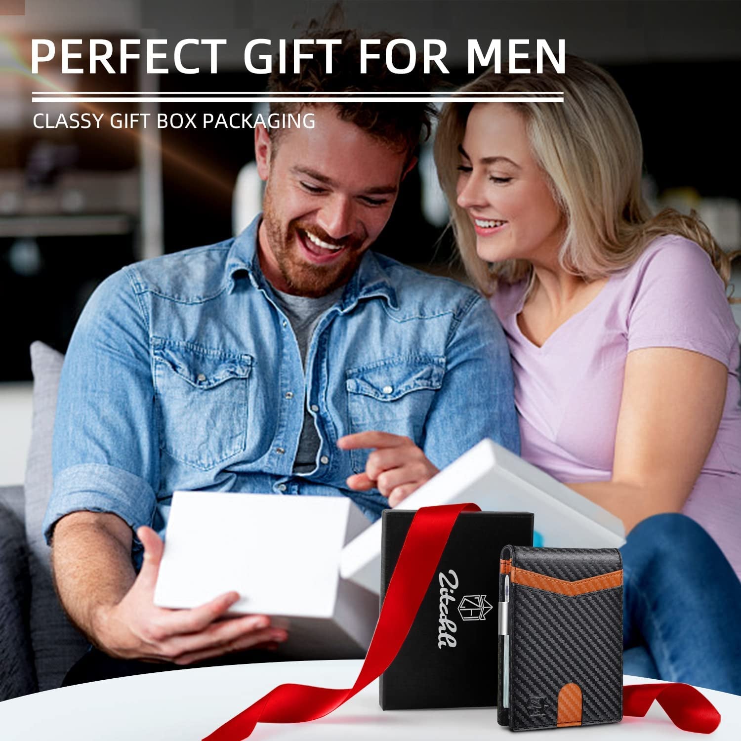 Zitahli Slim Wallet for Men-Leather Money Clip Mens Wallets-Rfid Blocking Front Pocket Bifold Wallet-Minimalist Credit Card Holder with Gift Box  Zitahli   