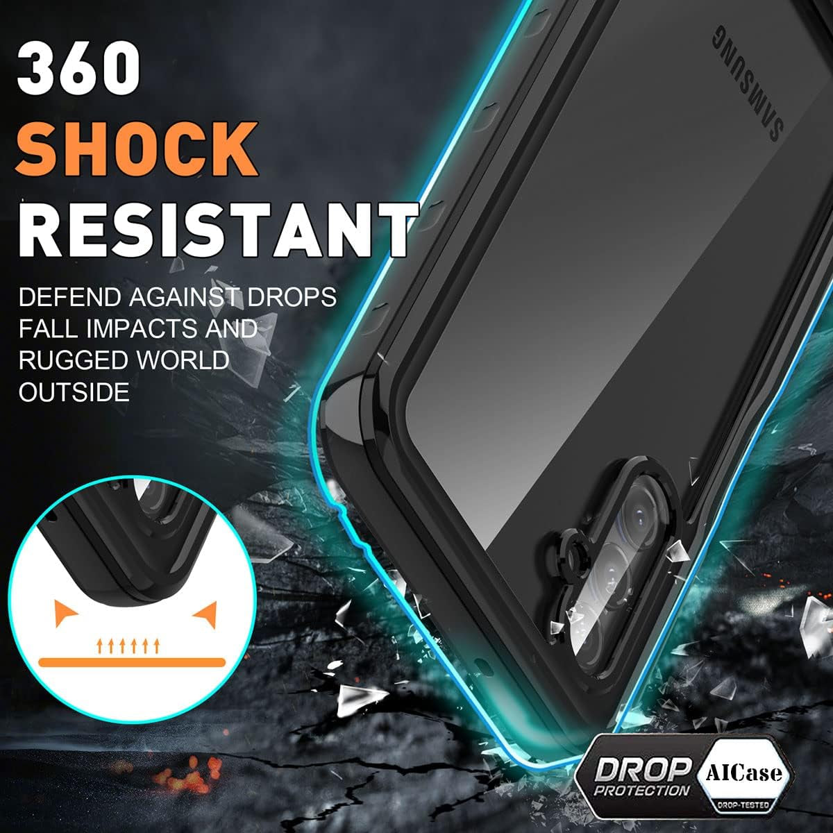 Aicase for Samsung Galaxy A14 5G Case Waterproof, Clear Water Proof Shockproof Dustproof Snowproof Full Body Rugged Transparent Underwater Phone Case for Galaxy A14 5G Built-In Screen Protector  AICase   