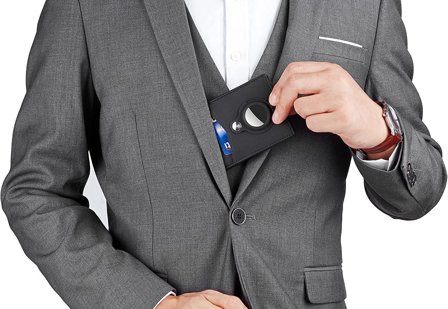 Hawanik Mens Slim Bifold Wallet with Integrated Case Holder for Airtag  Hawanik   