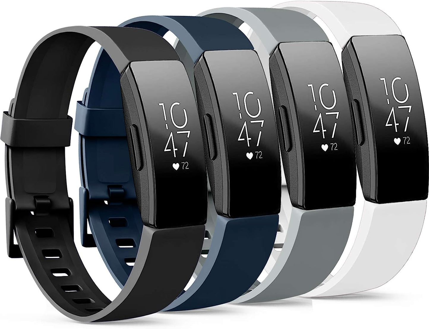 4 Pack Replacement Bands Compatible for Fitbit Inspire Hr/Fitbit Inspire/Fitbit Ace 2, Adjustable Accessory Soft Silicone Sport Wristband for Women Men (Small, Wine Red+Pink+Grey+Blue)  IEOVIEE Black+Blue+Grey+White Large 