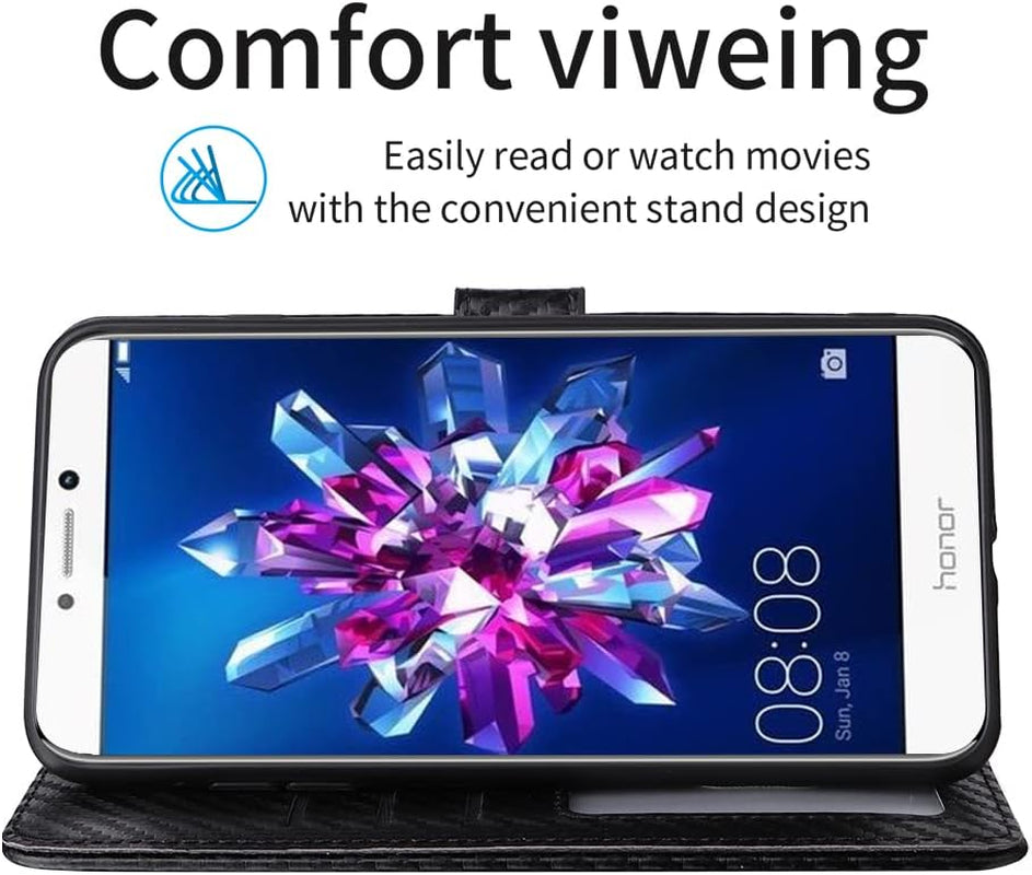 WWAAYSSXA Compatible with Huawei P10 Lite Wallet Case Wrist Strap Lanyard and Leather Flip Card Holder Stand Cell Accessories Phone Cover for Hawaii P10Lite 10P P 10 10Lite 2017 Women Men Black  WWAAYSSXA   