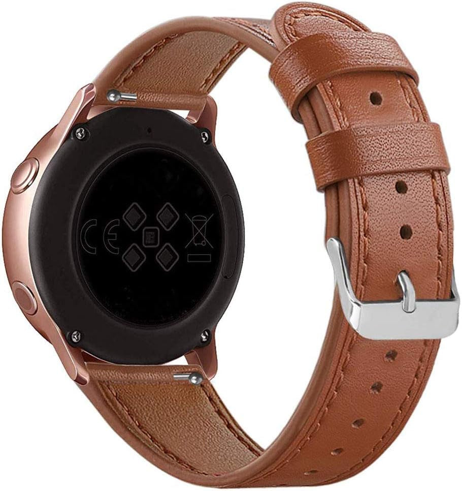 Sankel Compatible for Samsung Galaxy Watch Active 2 Band,Women Men 20Mm Genuine Leather Watch Strap Replacement Wristband for Samsung Galaxy Watch Active/Active 2/Galaxy Watch 42Mm/Gear Sport (Brown)  Sankel   