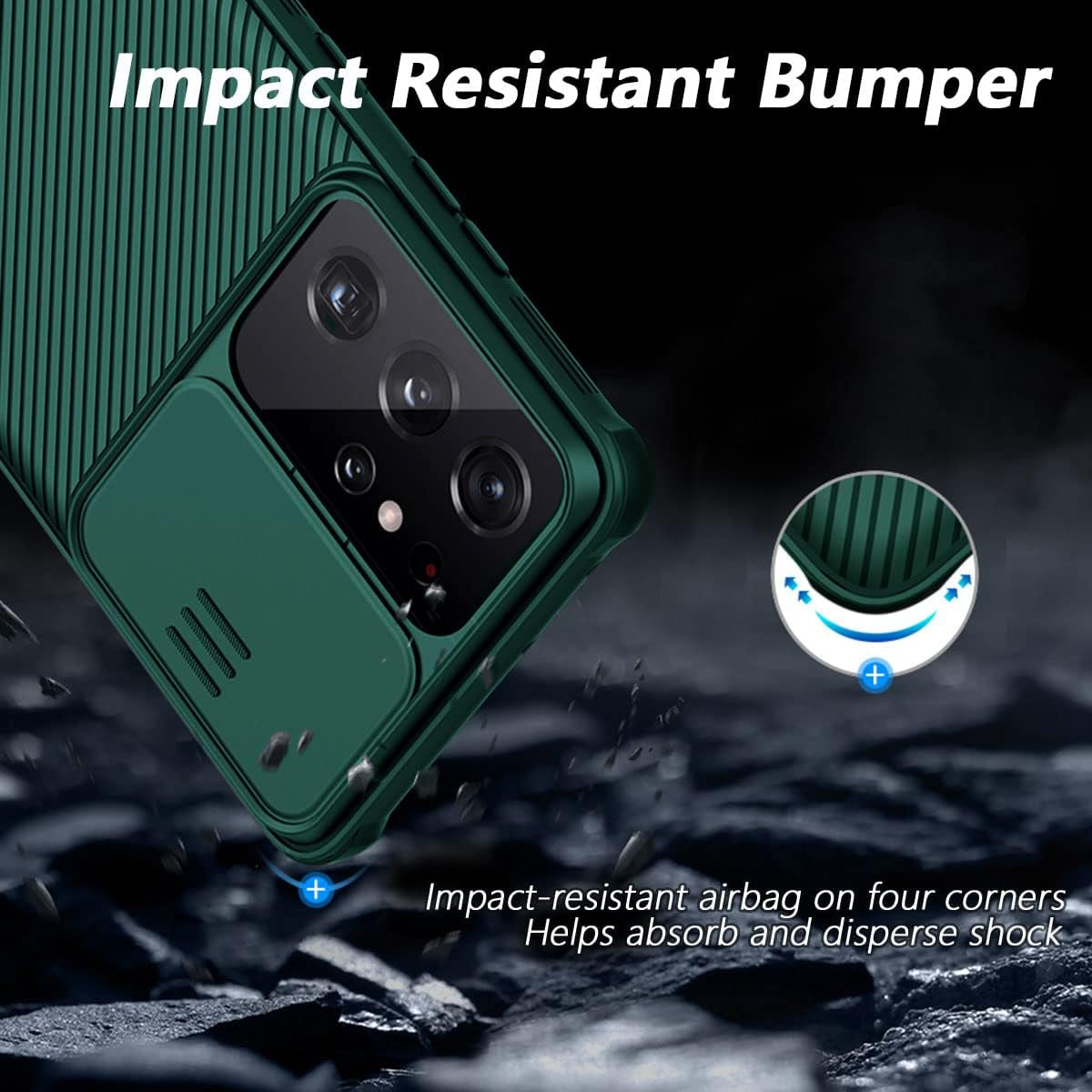 Imluckies for Samsung Galaxy S21 Ultra Case with Camera Cover, Hard PC Back & Soft Bumper, Protective & Slim Fit, Camera Protection Case for Samsung Galaxy S21 Ultra 6.8"-Green  imluckies   