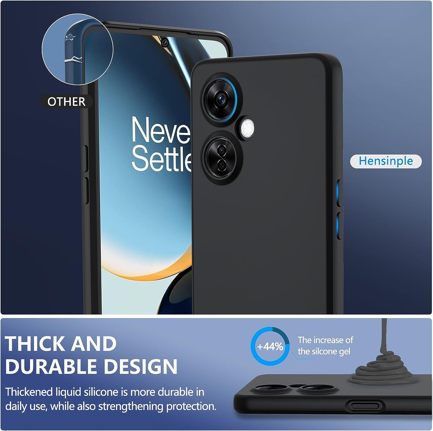 Hensinple for Oneplus Nord N30 5G Case, Shockproof [With Screen Protector] Military Grade Drop 360 Silicone Full Body Protection Cover Phone Case for Oneplus Nord N30 5G/Oneplus CE 3 Lite 5G(Black)  Hensinple   