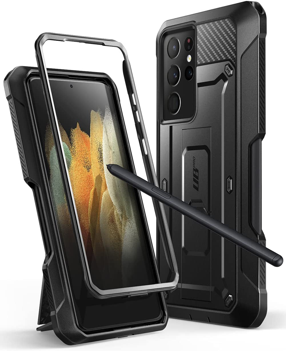 SUPCASE Unicorn Beetle Pro Series Case for Samsung Galaxy S21 Ultra 5G (2021 Release), Full-Body Dual Layer Rugged Kickstand Case with S Pen Slot (Ruddy)  SUPCASE Black  